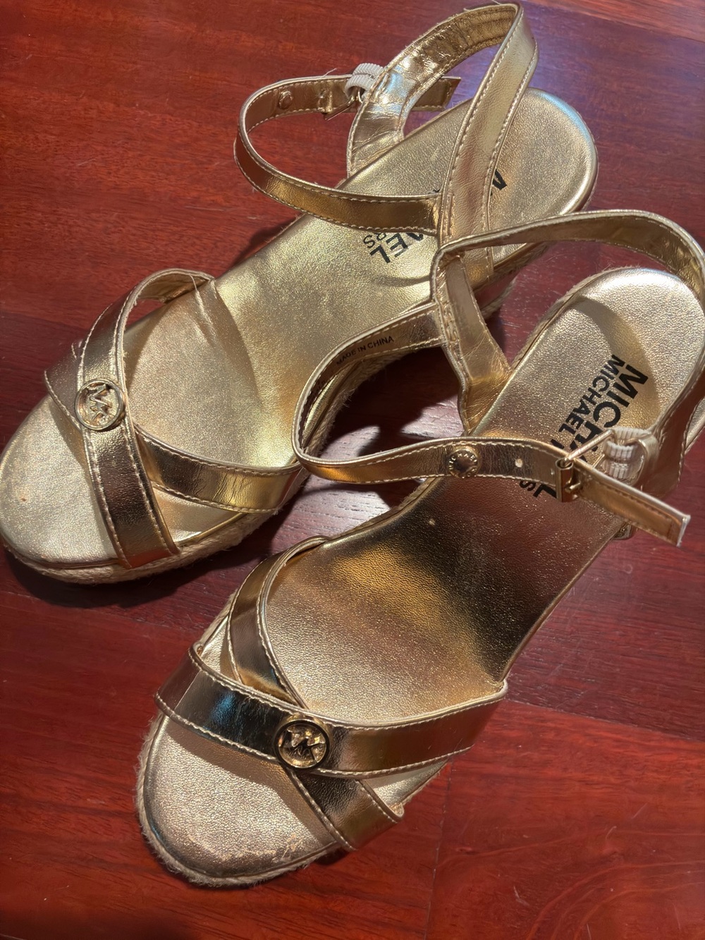 Michael Kors Metallic Gold Wedge Sandals